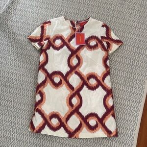 La double j jacquard Patterned Short Sleeve swing Dress Bordeaux